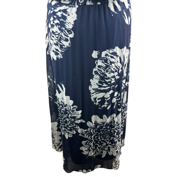 Lane Bryant Chiffon Overlay Pleated Maxi Halter Dress Navy Floral Plus Size 18 - Picture 6 of 15